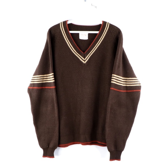 Vintage 70s Streetwear Acrylic V Neck Sweater - Picture 1 of 7